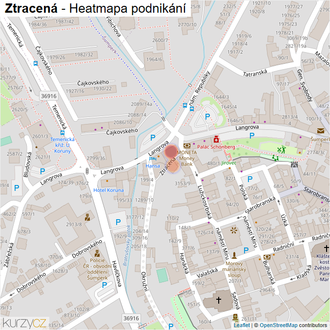 Mapa Ztracená - Firmy v ulici.