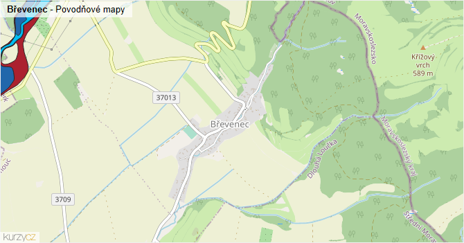 Břevenec - záplavové mapy stoleté vody