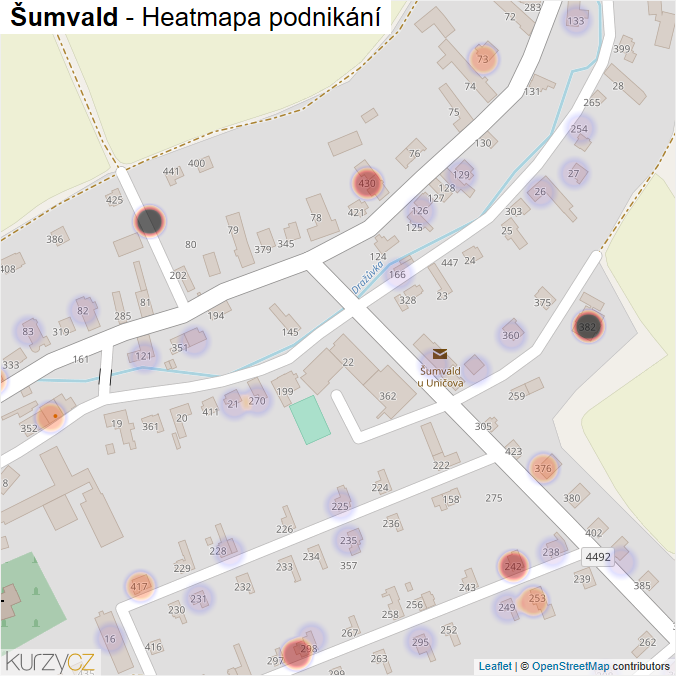 Mapa Šumvald - Firmy v části obce.