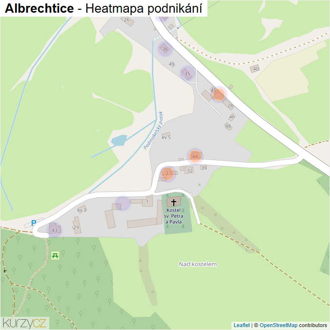 Mapa Albrechtice - Firmy v části obce.