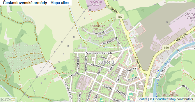 Československé armády - mapa ulice