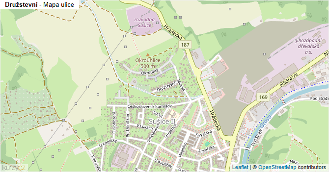 Družstevní - mapa ulice
