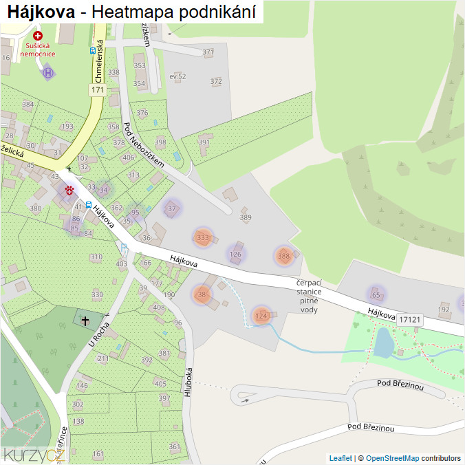 Mapa Hájkova - Firmy v ulici.
