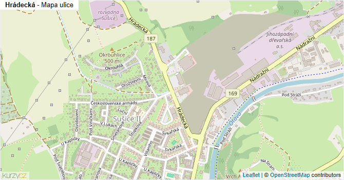 Hrádecká - mapa ulice