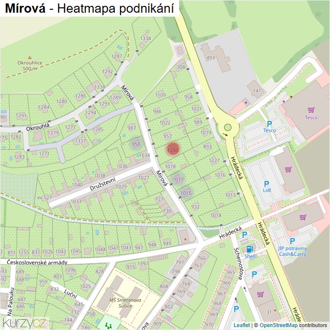 Mapa Mírová - Firmy v ulici.
