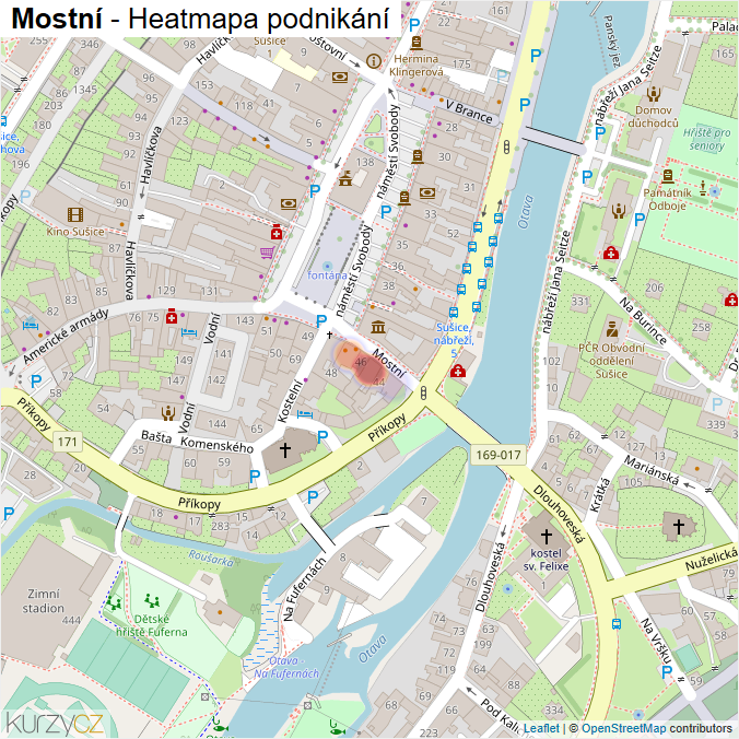 Mapa Mostní - Firmy v ulici.