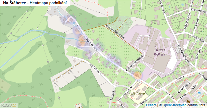 Na Štěbetce - mapa podnikání