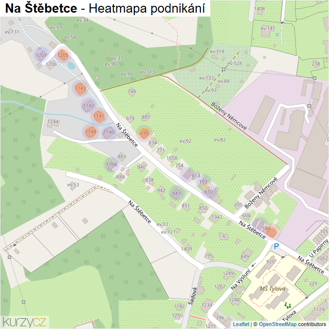 Mapa Na Štěbetce - Firmy v ulici.