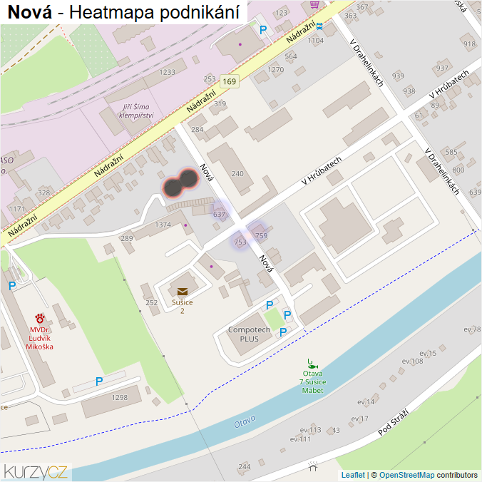 Mapa Nová - Firmy v ulici.