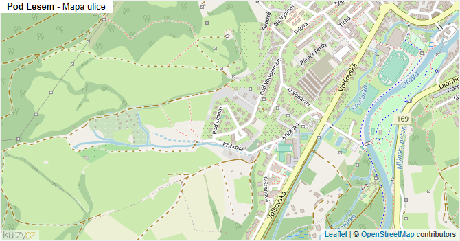 Pod Lesem - mapa ulice