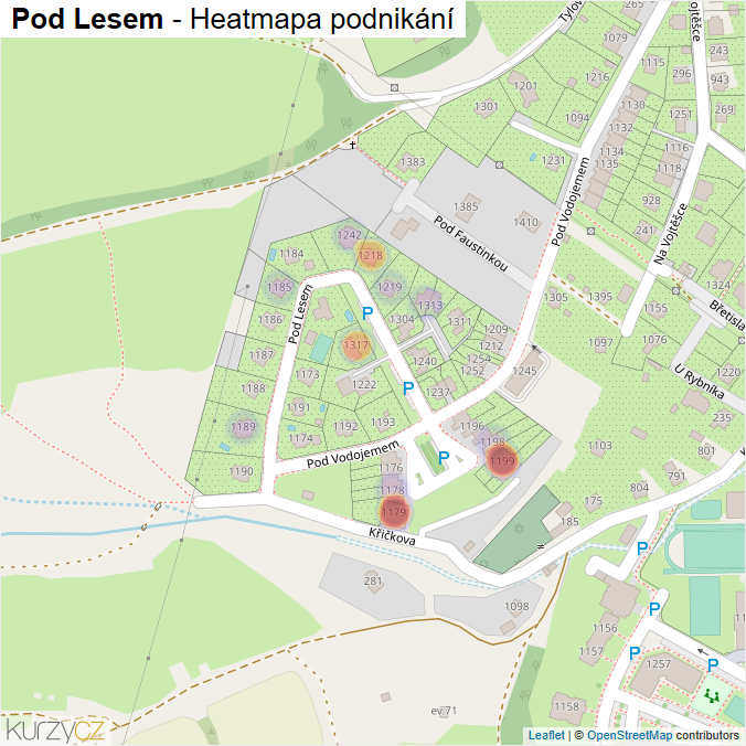 Mapa Pod Lesem - Firmy v ulici.