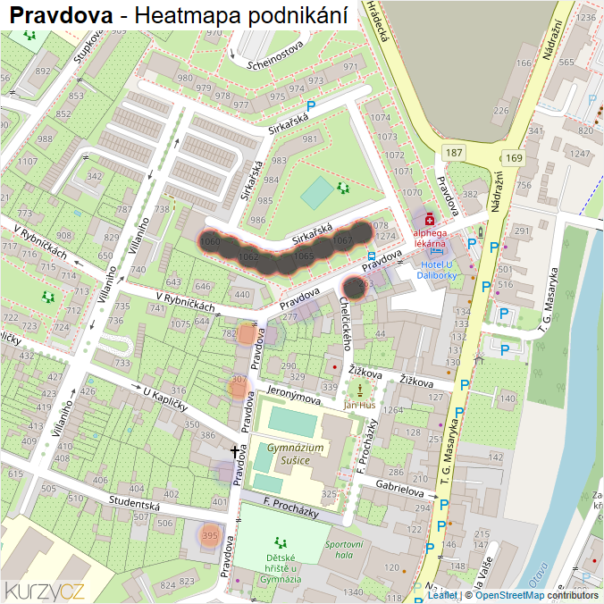 Mapa Pravdova - Firmy v ulici.