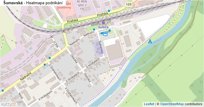 Šumavská - mapa podnikání