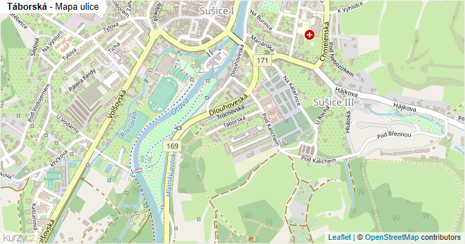 Táborská - mapa ulice
