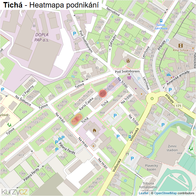 Mapa Tichá - Firmy v ulici.