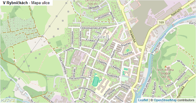 V Rybníčkách - mapa ulice