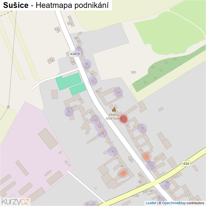 Mapa Sušice - Firmy v části obce.