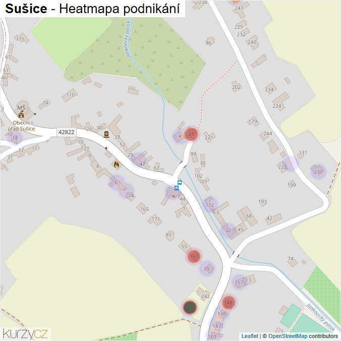 Mapa Sušice - Firmy v části obce.