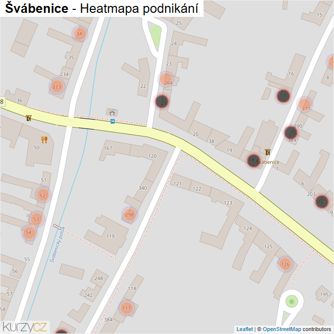 Mapa Švábenice - Firmy v obci.