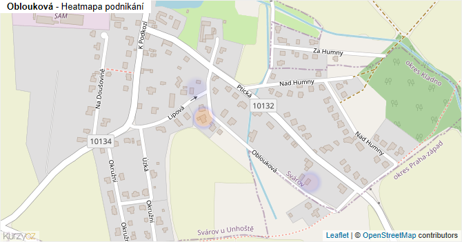 Oblouková - mapa podnikání