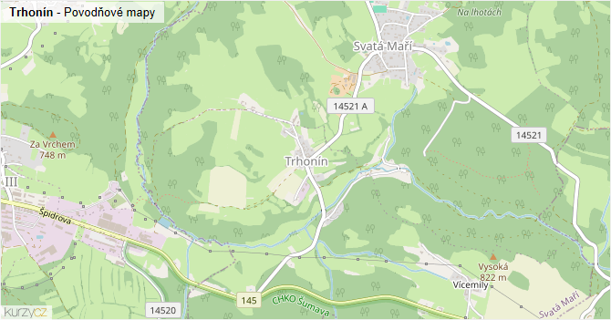 Trhonín - záplavové mapy stoleté vody