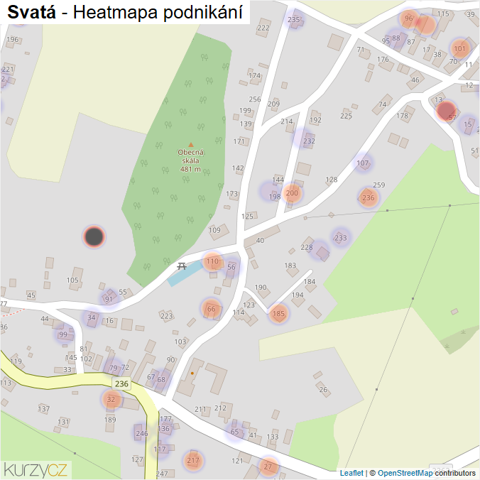 Mapa Svatá - Firmy v části obce.