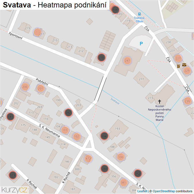 Mapa Svatava - Firmy v obci.