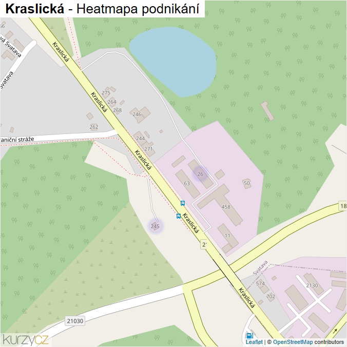 Mapa Kraslická - Firmy v ulici.
