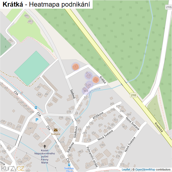 Mapa Krátká - Firmy v ulici.