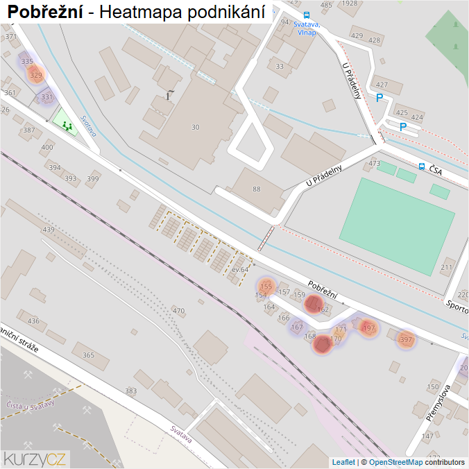 Mapa Pobřežní - Firmy v ulici.