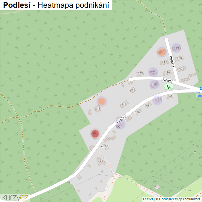 Mapa Podlesí - Firmy v ulici.