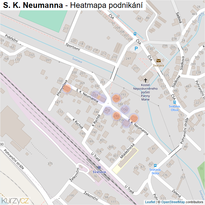 Mapa S. K. Neumanna - Firmy v ulici.