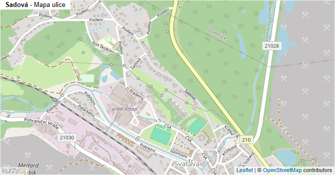 Sadová - mapa ulice