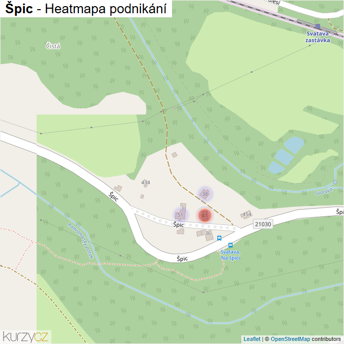 Mapa Špic - Firmy v ulici.