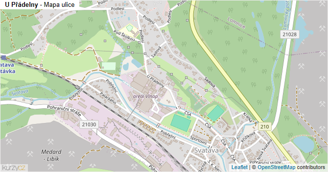U Přádelny - mapa ulice