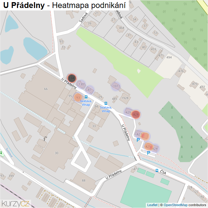 Mapa U Přádelny - Firmy v ulici.