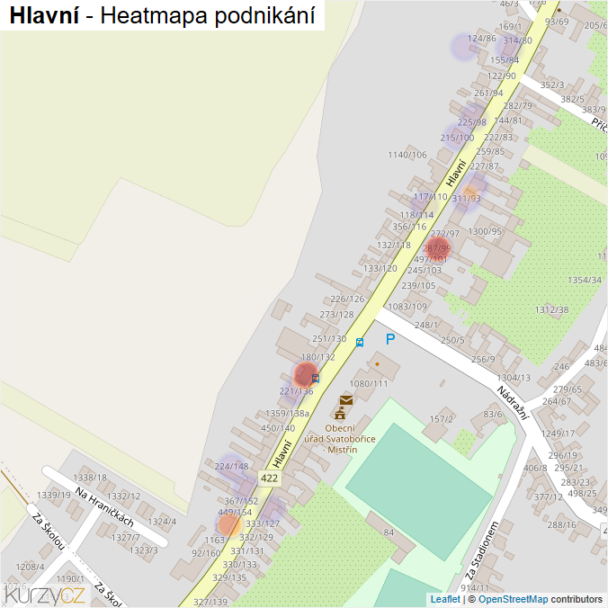 Mapa Hlavní - Firmy v ulici.
