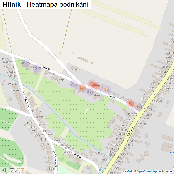 Mapa Hliník - Firmy v ulici.