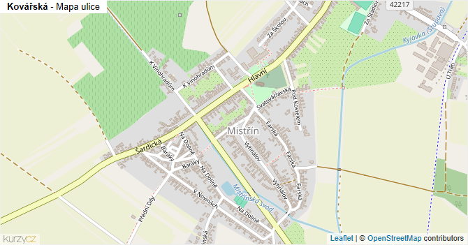 Kovářská - mapa ulice