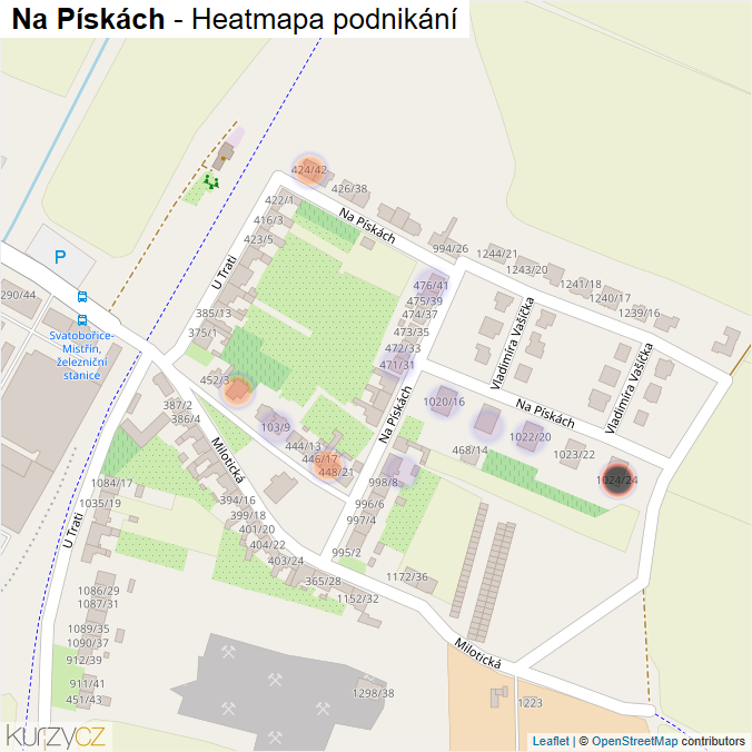 Mapa Na Pískách - Firmy v ulici.
