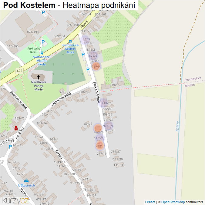 Mapa Pod Kostelem - Firmy v ulici.