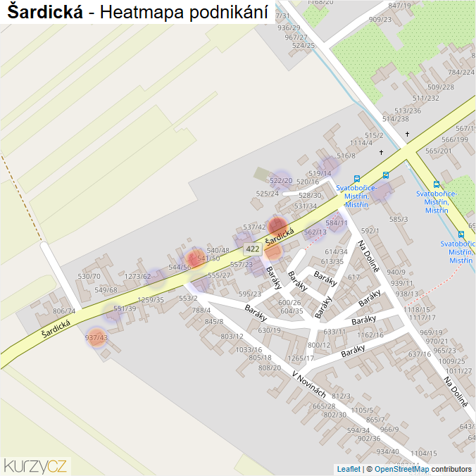 Mapa Šardická - Firmy v ulici.