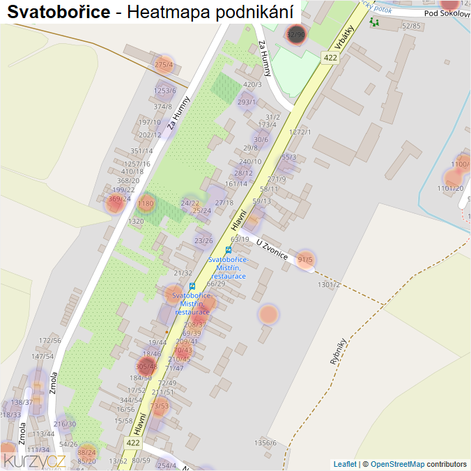 Mapa Svatobořice - Firmy v části obce.