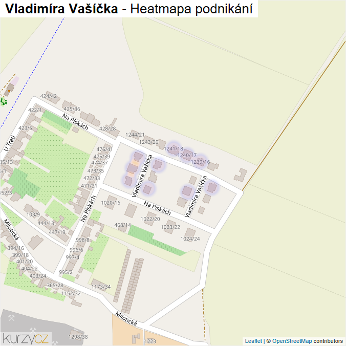 Mapa Vladimíra Vašíčka - Firmy v ulici.