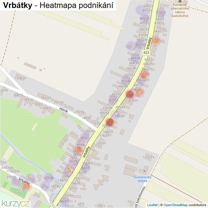 Mapa Vrbátky - Firmy v ulici.