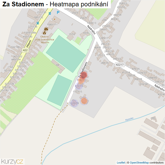 Mapa Za Stadionem - Firmy v ulici.