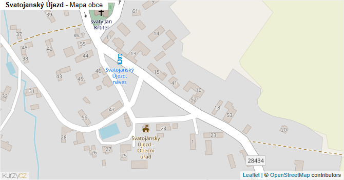 Svatojanský Újezd - mapa obce