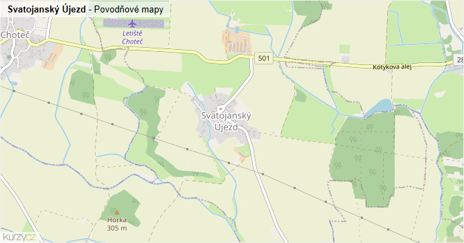 Svatojanský Újezd - záplavové mapy stoleté vody