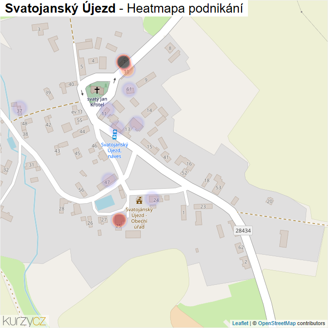 Mapa Svatojanský Újezd - Firmy v části obce.