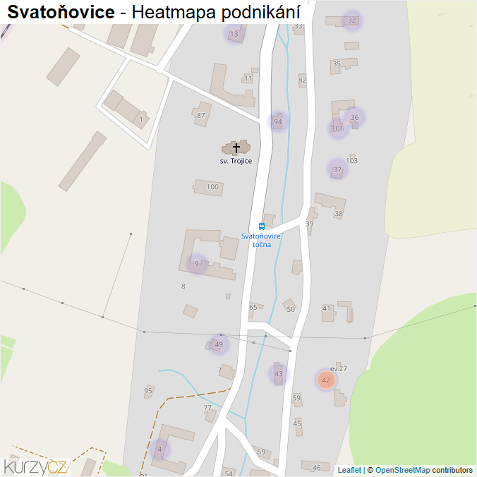 Mapa Svatoňovice - Firmy v části obce.